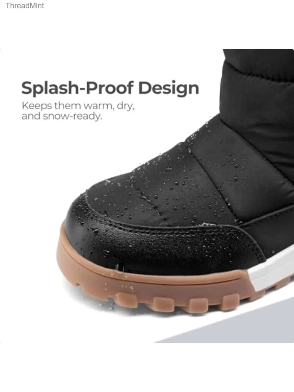 Kids Winter Snow Boots Faux Fur Lined Splash-Proof Adjustable